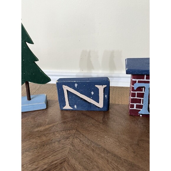 Santa Wood Sign Hand Painted/Red Clay Santa Rudolph Luminary Votive Holder VTG - Picture 4 of 16